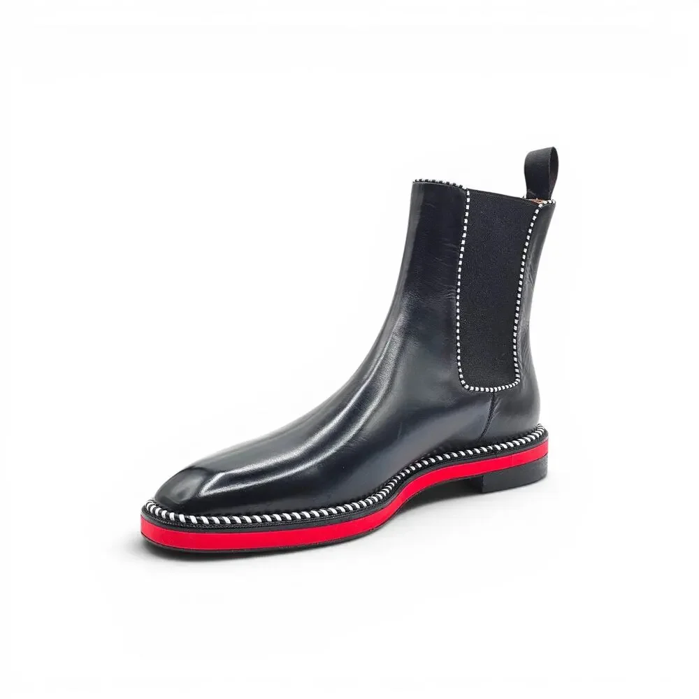 Christian Louboutin Men Leather Chelsea Boots Black EU 42 US 9 - Right Shoe